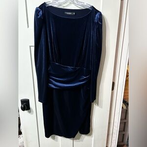 Lauren Ralph Lauren black label Midnight Blue Long Sleeve velvet midi Dress